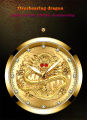 FNGEEN Fashion Men Watch 3D Dragon Gold Watches Top Brand Luxury Waterproof Full Steel Quartz Watches Clock Gifts. 