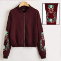 Stylish Flower Embroidery Fleece Jacket For Girls/Women Winter Collection (Zipper/Upper). 