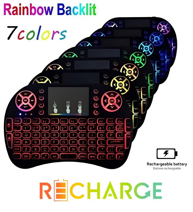 Mini I8 Wireless Backlit 2.4GHz Touchpad Keyboard Air Mouse For TV Box Mini Pc - Black