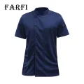 Stand-up Collar Chef Coat Stylish Unisex Chef Shirt Stain-resistant Kitchen Uniform for Restaurant Bakery Waiter Cooks Short Sleeve Stand Collar Top. 