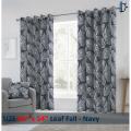 Curtains Set, Printed curtains for room, 100% cotton - Leaf Fall Navy Blue - Pack of 2 Curtains. 