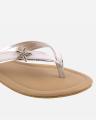 White Faux Leather Starfish V-Strap For Women - STA-02. 
