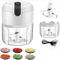 Rechargeable Mini Electric Food Chopper - USB Portable Chopper with 3 Ultra Sharp Stainless Steel Blades - 250ml Bowl - Ideal for Meat, Vegetables, Garlic, Onion, Chili, and Ginger - Compact Kitchen Tool. 