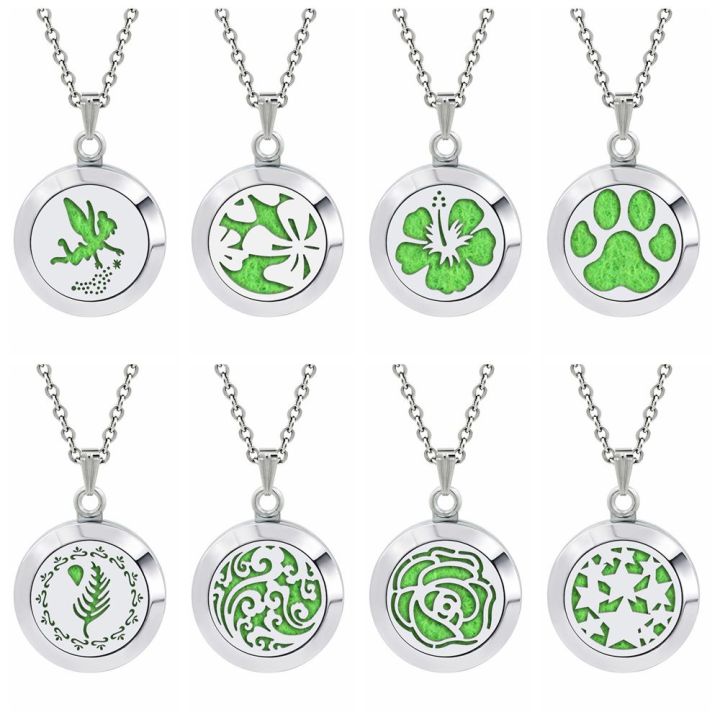 20MM Fashion Jewelry Men Women Unisex Essential Oil Diffuser Necklace Fragrance Locket Aromatherapy Pendant Aroma Charms
