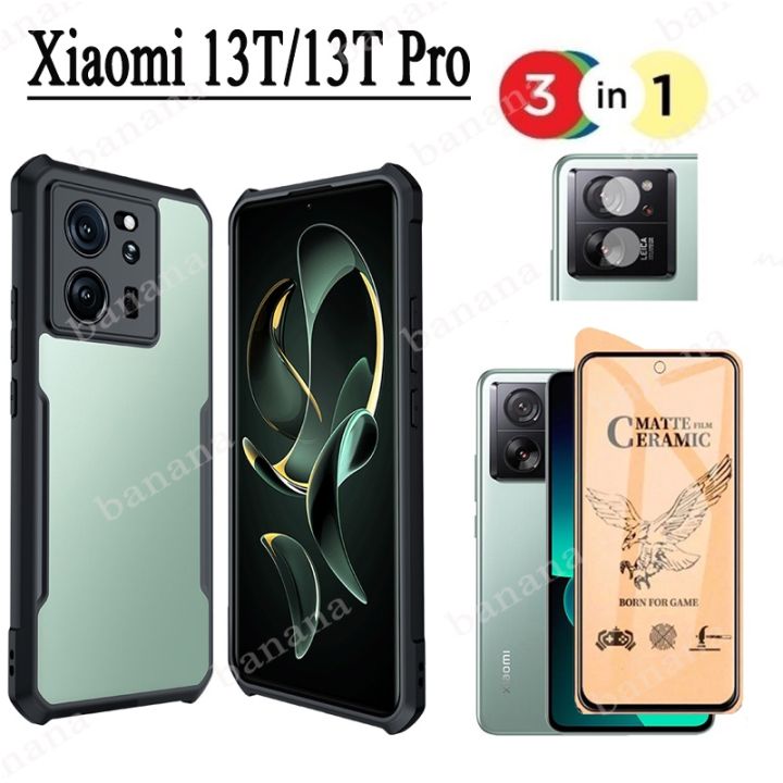 Xiaomi 13T Shockproof Case for Xiaomi 13T 12T Pro Ceramic Tempered Glass 3 in 1 Camera Lens Glass Matte Full Screen Protector