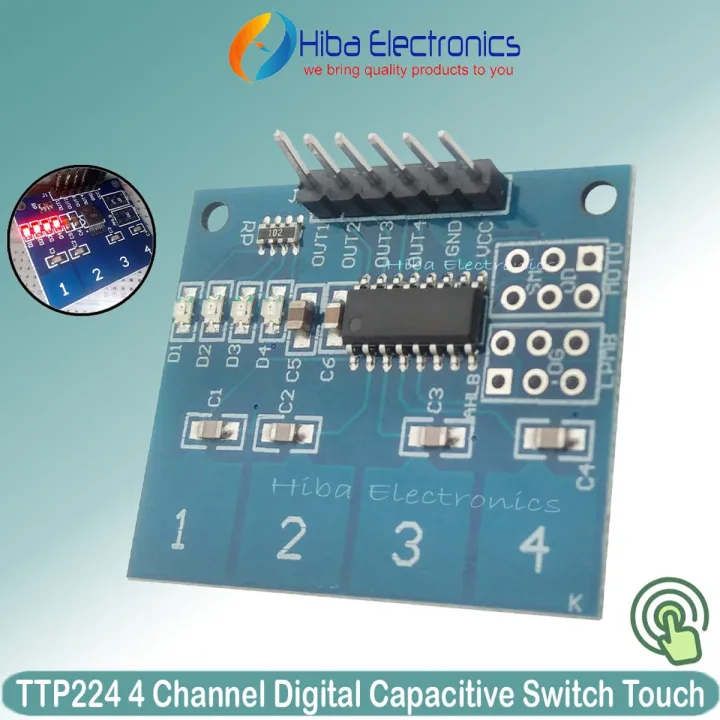 TTP224%204%20Key%20Capacitive%20Touch%20Switch%204%20%20Way/Channel%201x4%20keypad%20Digital%20Touch%20Sensor%20Module%20Board%20-%20Image%202