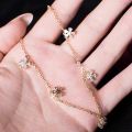 Uilz Cz Mirco Pave Drop Flowers And Stars Charm Choker Necklace With Rose Gold Color Filled Women Wedding. 