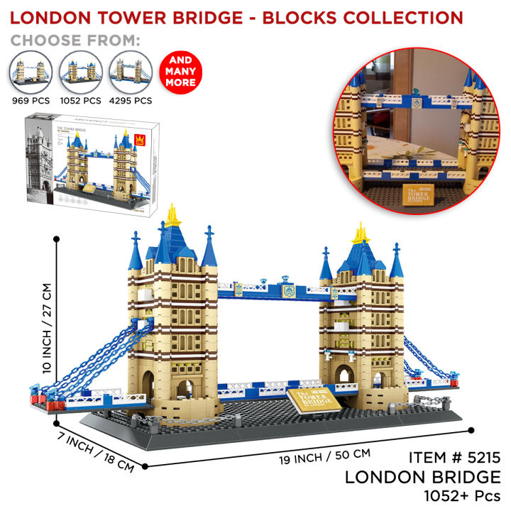 London Tower Bridge Construction Building Blocks For Boys & Girls Wange 5215 & 4219 Architecture Bricks For Kids Creative Superstructure Gift Toys Set Bridge Tower Model Toy For Childern