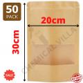 20x30 cm Kraft paper stand up Pouches 25/50 pcs, Zip Lock. 