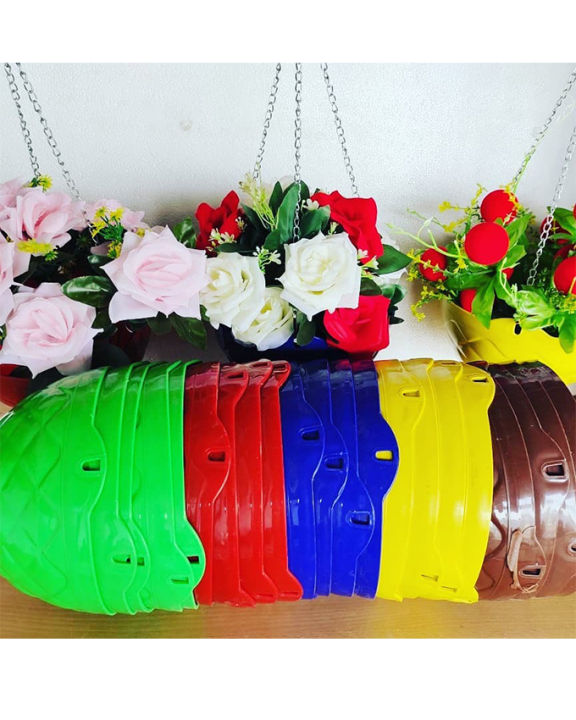 Flower Pots High Quality Decoration Multi Color Plastic Pots Decorating for lawn Garden and indoor Pack of 3