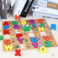 Wooden ABC Puzzle set with Shapes for kids - Learning Educational Toy - 3D Alphabet Board Puzzle. 