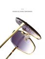 Round Sunglasses Women Brand Designer Gradient Fashion Sun Glasses Female Rimless Metal Oculos De Sol luxury designer. 
