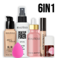 Beautious 6 in 1 - Deal Of Foundation + Concealer + Fixer + Lip Tint + Highlighter + Beauty Blender. 