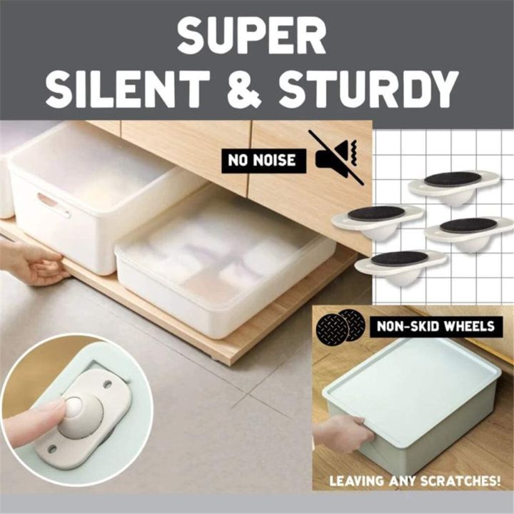 4PACKs Adhesive Casters Pulley Rollers Set, Self-Adhesive 360° Rotating Paste Pulley Wheels for Under Bed Storage, Cabinets, Mini Ball Transfer Replacement for Small Furniture Appliance Move Anywhere