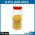 CYLINDER JAR SET - PACK OF 6 PCS PLASTIC KITCHEN JARS BOX STORAGE BURNI ORGANIZER SET MASALA CONTAINER RACK CANDY FOOD GRADE BPA FREE PURE PET MATERIAL FOR DAAL ACHAR SALT SUGAR CANDIES. 