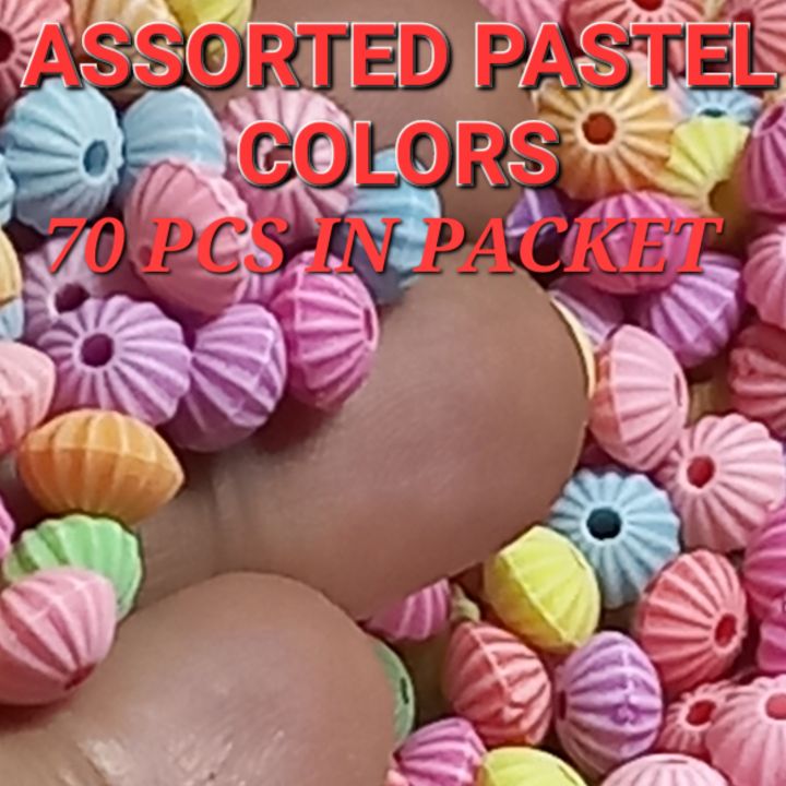 ACRYLIC RONDELLE BEADS WITH STRIPE LINE, ASSORTED PASTEL COLOR, 70 PCS, FLUTED RONDEL BEAD COLORFUL CHUNKY, FOR ART AND CRAFT PROJECTS, DECORATION DIY SEWING CRAFT AND SCHOOL PROJECT.
