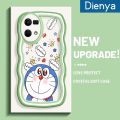 dienya For OPPO Reno 7 4G Reno 8 4G F21 Pro Case Cartoon Doraemon Pattern Macaron Colorful Lovely Cream Wave Border Soft Clear Shockproof Phone Cases Creative Camera Transparent Casing Simple Gentle Protective Cover. 
