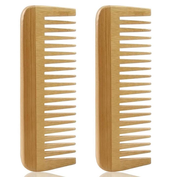 2X Thick Solid Wood Comb Wide Tooth Comb Portable Styling Massage Anti-Static Hair Comb Handleless Hairdressing Comb