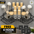 Bathroom kitchen Punch Corner Frame Shower Shelf Wrought Iron Shampoo Storage Rack Holder bathroom accessories. 