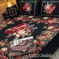 4Pcs Cotton Crystal King Size Bed Sheet Set-3D Printed -Black Colur. 