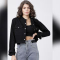 KK Tokyo Talkies Women Black Solid Denim Jacket. 