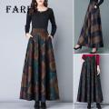Farfi Elegant Skirt Side Pockets Women Autumn Winter Printed Long Skirt. 