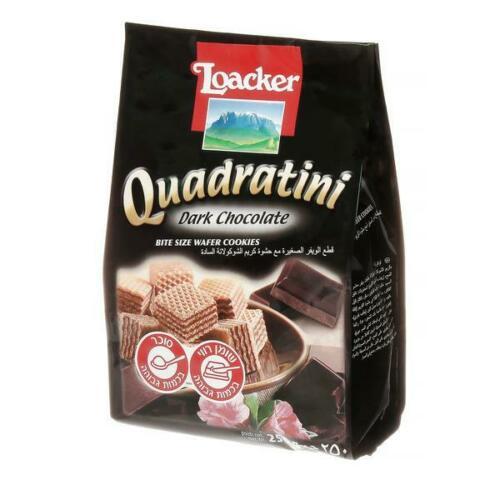 Loacker Quadratini Wafer Cubes with Dark Chocolate Cream Kosher 250g