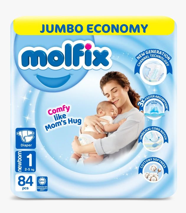 Molifix Diapers New Born | Size 1 | 84 Pcs (0-8kgs)