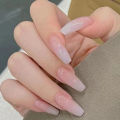 24Pcs Pink White Fake Nails with Glue DIY Art Design False Nails Wearable Nails Stylish Pattern Artificial Nails. 