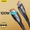 Baseus Type C to Type C PD Cable, 100W Glimmer Series Fast Charging Data Cable  For Mobile & Laptop. 
