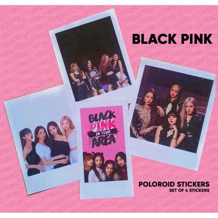 Black Pink Polaroid Stickers HD Quality Pack of 4