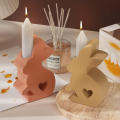 3D Rabbit Candle Holder Silicone Mold DIY Easter Bunny Gypsum Concrete Resin Mold Handmade Supplies Home Crafts Desktop Decor. 