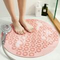 Textured Surface Round Shower Mat Anti-Slip Bath Mats with Drain Hole Massage Round in Middle for Shower Stall Roundd Shower Mat PVC Bathroom Mat Non-Slip With Suction Cups Shower Mats for Bathroom, Machine Washable 55 x 55 cm. 
