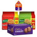 Knorr Noodles Chatpatta - 200G & Knorr Noodles Chicken - 200G & Cadbury Cookies Center Filled Choc 25.0g BP (Pack of 8). 