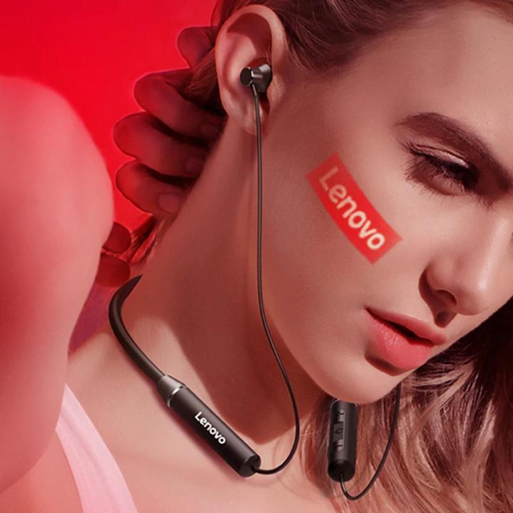 Lenovo HE05 Bluetooth Headphones Wireless BT5.0 Ergonomic Magnetic Sports Running Waterproof Earphones- Bluetooth Handfree