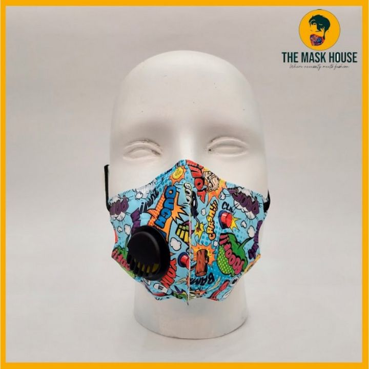 The Mask House - KIDS KN95 Filter - Funky Colorful Mask Face Protective Mask with Respirator, Heavy Protection - Stylish look and Fancy Mask for Casual use - Unisex - For Boys and Girls