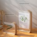 6-inch Original Wood Color Acrylic Photo Frame Transparent Solid Wooden Desktop Ornaments Herbarium Display DIY Gifts Home Decor. 