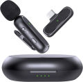 K60 Wireless Microphone - Plug & Play - 3 in 1 Connector For Android Type C - Apple_iPhone & USB Adapter - Noise Reduction Lavalier Microphone For Recording - Vlogs - Gaming - Live Streaming & Interviews – Portable Charging Case – Free Windshield Included. 