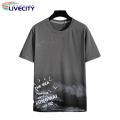 Summer T-shirt Artistic Mountain Pattern Round Neck Men Tops. 