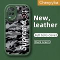chenyyka For OPPO A54 2021 4G Case Fashion Cool Brand Thin Leather Soft Silicone Full Lens Cover Camera Protect Cases Shockproof Back Cover Casing Softcase. 