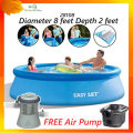 Intex Swimming Pool | EASY SET SWIMMING POOL + FREE BATTERY PUMP Size Length 8ft x 24in Model (28108). 