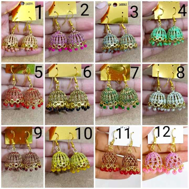 Big 1 Pair Of Traditional Jhumka Earrings Pakistani Jhumki Party 