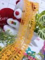 Double Layer shuttle lace with flowers between and Latkan Border Design Gpo Lace/Large Size/For women/Girls Kurtis and Trousers/1 Gazz/Yard. 
