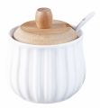 Marhaba Sugar Pot With Wooden Lid & Spoon - Ceramic - White. 