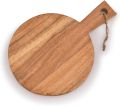 Wood Cutting Board Round with Handle for Chopping and Serving Charcuterie, Cheese, Pizza, Bread - Wall Décor. 
