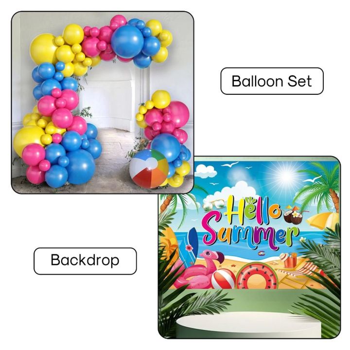 Party Supplies Hot Pink Balloon Arch Kit Yellow Dark Blue Beach Theme Summer Balloons Kit Girls