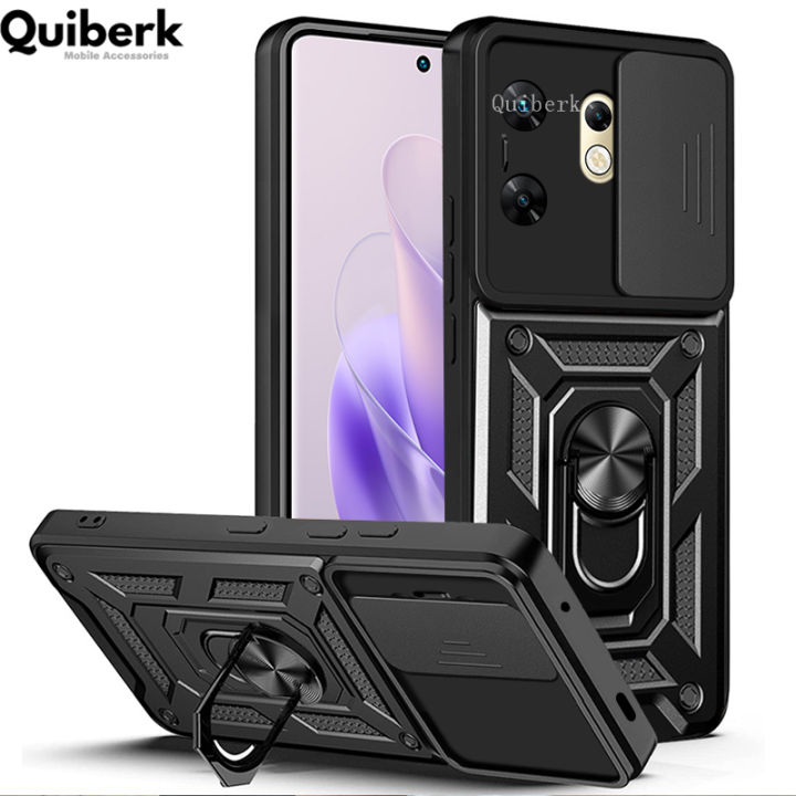 Quiberk for Infinix Zero 30 4G Phone Case Slide Camera Cover Magnetic Kickstand Hard Shockproof Armor Back Casing