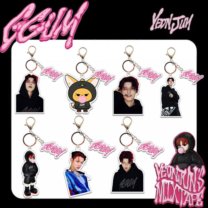 Kpop Idol TXT YEONJUN GGUM Keyring Cute Cartoon Acrylic Keychains