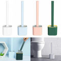 Silicone Toilet Brush with Toilet Brush Holder Wall-Mounted Cleaning Brush Set. 