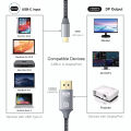 USB C Thunderbolt3 To 4K 8K@60Hz DisplayPort Adapter Type-C To DP1.4 32.4Gbps High Speed Cable for USB 3.1 Phone Laptop Display. 